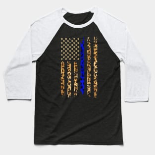 Thin Blue Line Leopard Cheetah Animal Prints Police Officer Tshirt Baseball T-Shirt